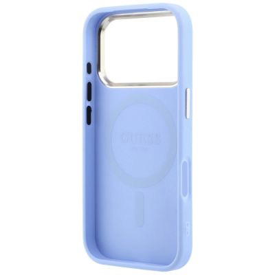7. Guess Saffiano Small 4G & Classic Logo MagSafe Case for iPhone 18 Pro / 17 Pro - Light Blue