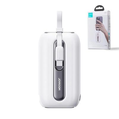 8. Joyroom mini powerbank 10000mAh Colorful Series 22.5W with 2 built-in USB C and Lightning cables white (JR-L012)