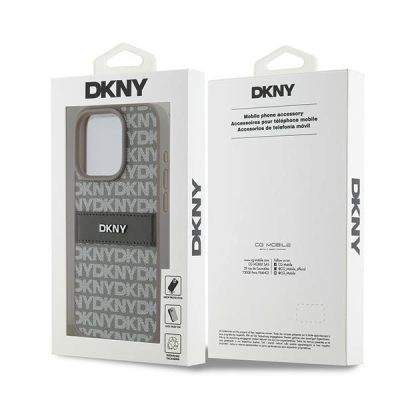 8. DKNY Leather Mono Stripe & Metal Logo case for iPhone 15 Pro - beige