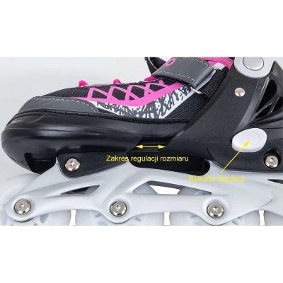 55. ROLLER SKATES-ROLLER SKATES-ICE SKATING 4IN1 ENERO PRO LED 34-37 PINK-GRAY