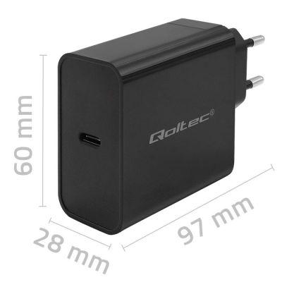 7. QOLTEC SUPER QUICK PD CHARGER | 1XUSB-C | 65W | 5-20V | 3-3.25A | BLACK