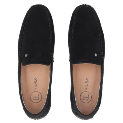 5. Men's leather moccasins, black suede, Filippo MP923