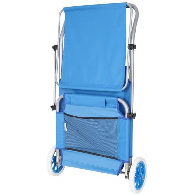 18. FOLDABLE BEACH CHAIR WITH CANOPY ON WHEELS 116x62x60-90CM BLUE
