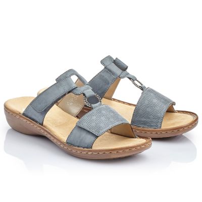 4. Comfortable women's flip-flops with Velcro, blue, Rieker 60885-12