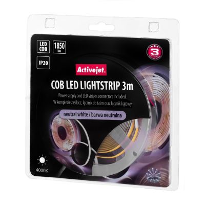 9. 3m COB LED strip with power supply, neutral color, IP20