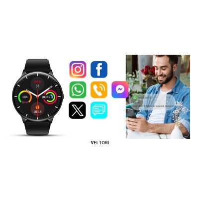 13. VELTORI VT160-1 Smartwatch Black Silicone Strap