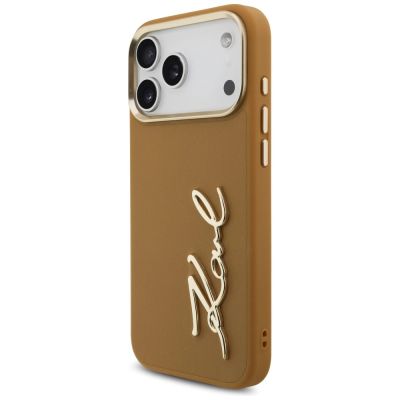 2. Karl Lagerfeld Karl Script Logo Case for iPhone 17 Pro Max - Brown