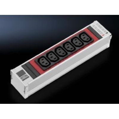 Rittal DK 7856.082 6-way power socket splitter, Interior Aluminum, Red