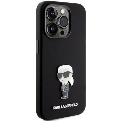 4. Karl Lagerfeld Silicone Ikonik Metal Pin case for iPhone 15 Pro - black