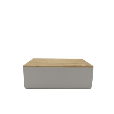 5. Alessi BG03 WG Mattina Bread Bin, Steel Bamboo Wood, Warm Gray