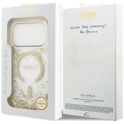 8. Guess Resin Bottom Glitter MagSafe Case for iPhone 18 Pro / 17 Pro - Gold