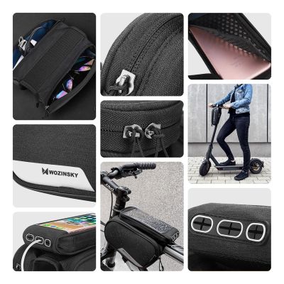 3. Wozinsky frame bike bag + detachable phone cover up to 6.5 "1.5l black (WBB7BK)