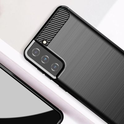 8. Carbon Case Flexible Cover TPU Case for Samsung Galaxy S21+ 5G (S21 Plus 5G) black