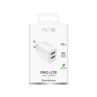 2. Puro PROLITE 10W 2x USB-A Wall Charger - White