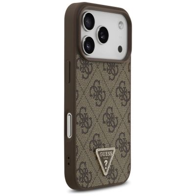 4. Guess Leather 4G Triangle Strass MagSafe Case for iPhone 18 Pro / 17 Pro - Brown