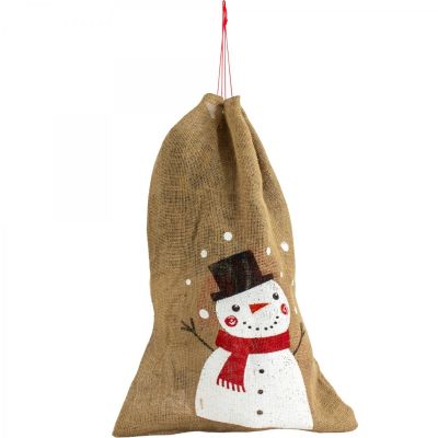 12. JUTE GIFT BAG 70X50CM SNOWMAN