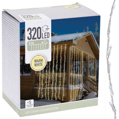 6. CHRISTMAS TREE LIGHTS LIGHT CURTAIN WATERFALL OUTDOOR 320 LED WARM WHITE 5 SPEEDS