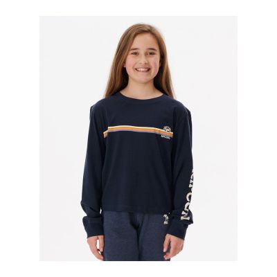 RIP CURL Melting Wave Long Sleeve T-shirt -Girl Navy Blue