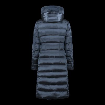 7. CMP women's winter jacket with hood, long insulated coat, navy blue (34K0046F/L635)