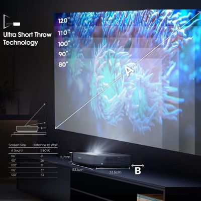 17. Hisense PL1SE Beamer Ultra-Short-Throw-Projector 2100 ANSI Lumen DLP 2160p (3840x2160) Schwarz