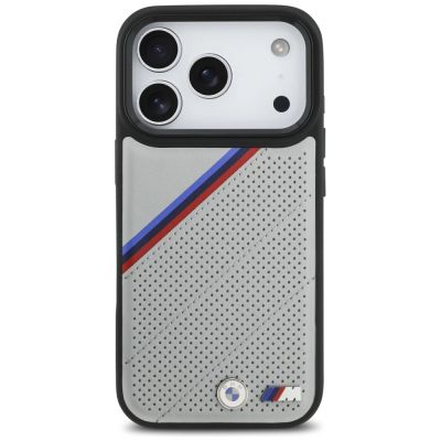 3. BMW M Tricolor Metal Logo MagSafe Case for iPhone 17 Pro - Gray