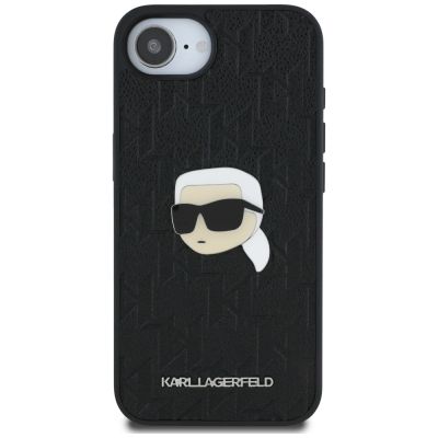 3. Karl Lagerfeld Monogram Karl Head Pin iPhone 16e Case - Black