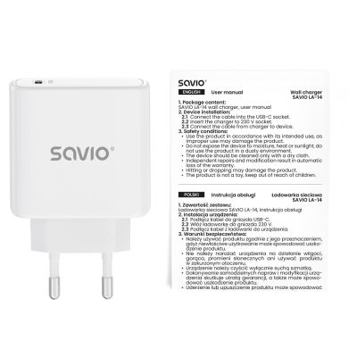 8. SAVIO LA-14 20W POWER DELIVERY 3.0 WALL CHARGER, WHITE