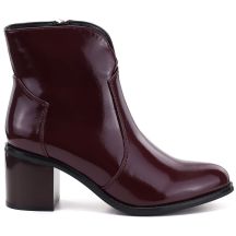 Women's high-heeled patent leather burgundy ankle boots M.Daszyński MR2337