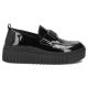 2. Women's leather platform moccasins, patent leather, black, Filippo DP8269