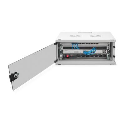 55. 19" 4U wall-mounted network cabinet, SOHO 241 x 540 x 400 mm, glass door, gray, unassembled, 60 kg