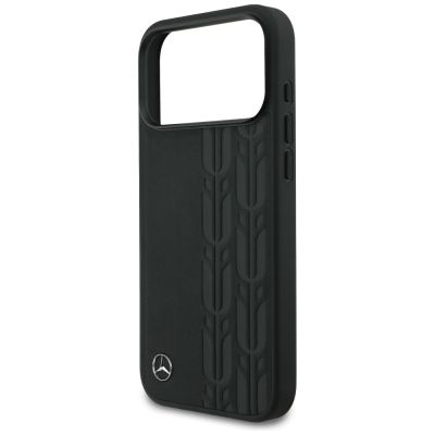 6. Mercedes Leather Laurel Leaves MagSafe Case for iPhone 17 Pro Max - Black
