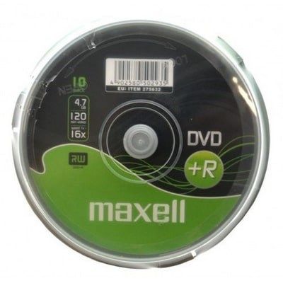 MAXELL DVD+R 4.7 GB, 16X Write Speed, 10 pcs. in SPINDEL packaging, best for archiving
