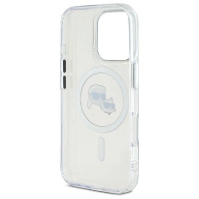 7. Karl Lagerfeld IML Metal Karl&Choupette Head MagSafe Case for iPhone 16 Pro Max - White