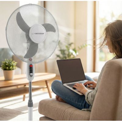 9. Esperanza Typhoon EHF002WE pedestal fan (white, gray)