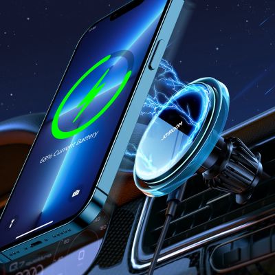7. Joyroom car phone holder with 15W Qi inductive charger (MagSafe compatible) for air vent, silver (JR-ZS291)