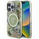 Guess Glitter Flowers Triangle Buttons MagSafe case for iPhone 16 Pro Max green