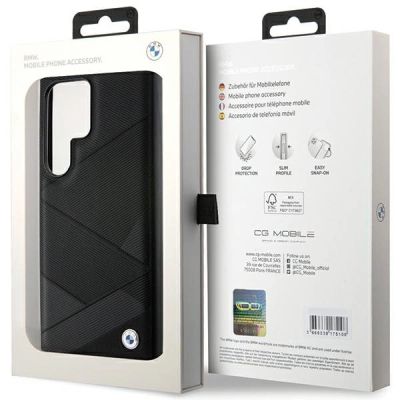 8. BMW BMHCS24L23RCGPK S24 Ultra S928 black/black hardcase Signature Leather Crossing Lines Pattern