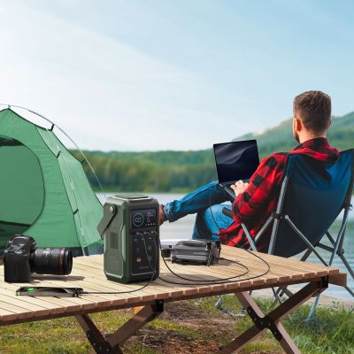 8. Powerbank Joyroom JR-PBF10 75000mAh 100W 3x USB-C 3x USB-A with foldable flashlight and handle - green