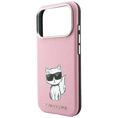 7. Karl Lagerfeld Smooth Choupette Sketch MagSafe Case for iPhone 18 Pro / 17 Pro - Pink