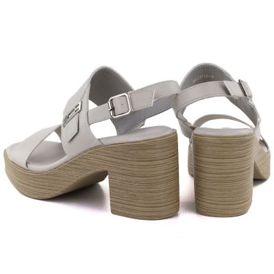 3. Women's ash-gray heeled sandals M.Daszyński MR23126-9