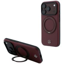 Mercedes Leather with Ring Stand MagSafe Case for iPhone 18 Pro / 17 Pro – Burgundy