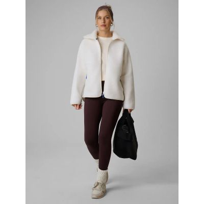 4. Women's loose sherpa fleece with stand-up collar 4F 4FWAW26TFLEF463-11S