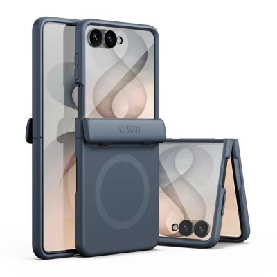 2. Tech-Protect Kevlar Aura MagSafe Case for Samsung Galaxy Z Flip 8 - Navy Blue