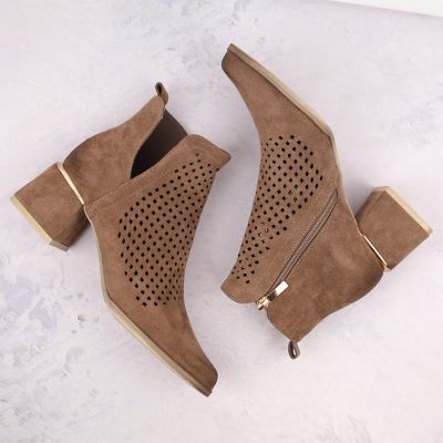 14. Suede high-heeled ankle boots Potocki W WOL213B brown