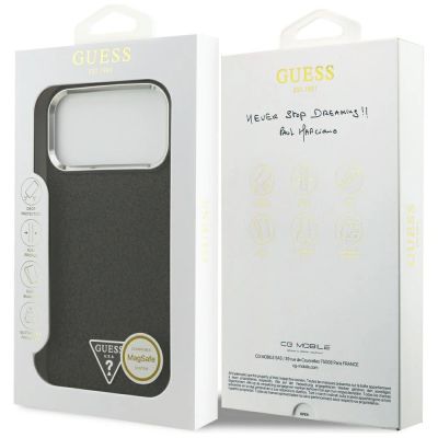 8. Guess Glitter Triangle Logo MagSafe Case for iPhone 17 Pro Max / 18 Pro Max - Black