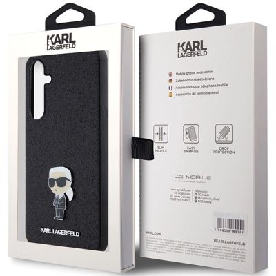8. Karl Lagerfeld Fixed Glitter Ikonik Logo Metal Pin case for Samsung Galaxy A55 - black