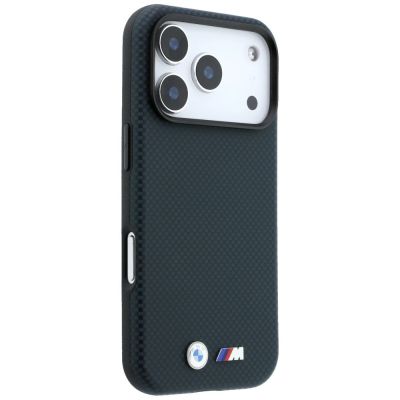 4. BMW M Quadrille Kevlar Metal Logo MagSafe Case for iPhone 18 Pro Max / 17 Pro Max – navy blue