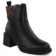 Black leather ankle boots with a block heel, Vinceza 26-66855