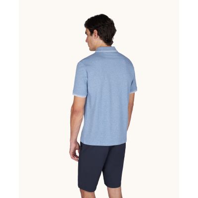 5. Paul&Shark Men's Cotton Button-Up Polo Shirt, Steel Blue 25411205-991