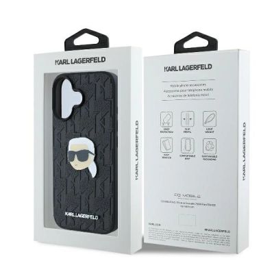 8. Karl Lagerfeld Monogram Karl Head Pin iPhone 16 Case - Black